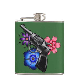 Gewehr mit Blumen Flachmann