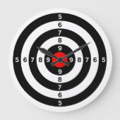 Gewehr-Schießstand-Stieraugen-Zielsymbol Große Wanduhr (Vorderseite)