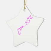 Gewehr-Schmetterlings-Rosa Keramik Ornament (Links)