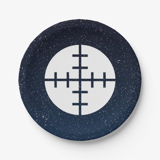 Gewehr visiert Bilddagramm an Pappteller (Vorderseite)