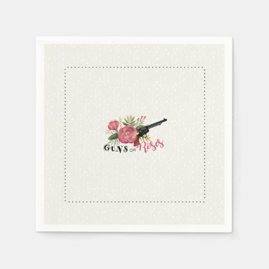 Gewehre oder Rose Gender Reveal Napkin Serviette (Vorderseite)