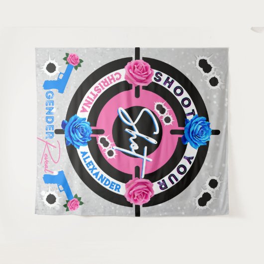 Gewehre oder Rose Gender Reveal Shoot your Shot Wandteppich (Vorderseite (Horizontal))