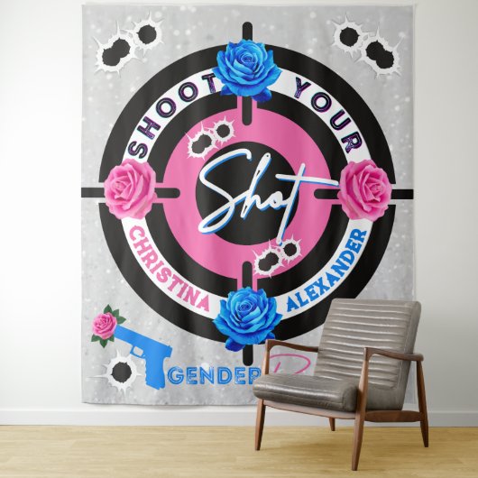 Gewehre oder Rose Gender Reveal Shoot your Shot Wandteppich (Beispiel)