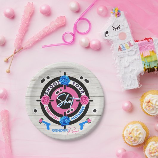 Gewehre oder Rose Geschlecht zeigen Baby-Dusche pi Pappteller (Party)