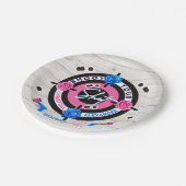 Gewehre oder Rose Geschlecht zeigen Baby-Dusche pi Pappteller (Schrägansicht)