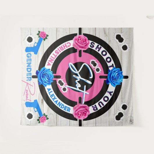 Gewehre oder Rose Geschlecht zeigen Baby-Dusche pi Wandteppich (Vorderseite (Horizontal))