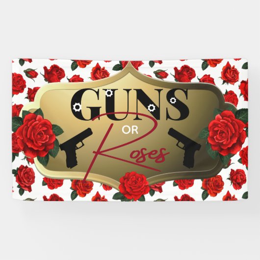 Gewehre oder Rose Geschlechtsspezifische Babydusch Banner (Horizontal)
