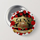 Gewehre oder Rose Geschlechtsspezifische Babydusch Button (Vorne & Hinten)