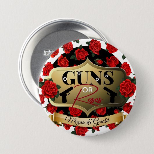 Gewehre oder Rose Geschlechtsspezifische Babydusch Button (Vorne & Hinten)