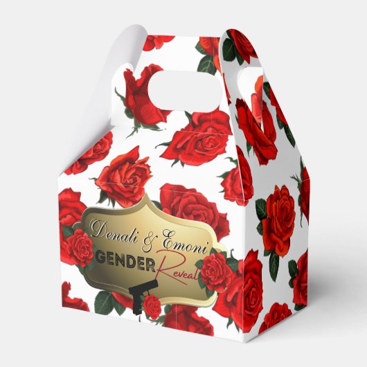 Gewehre oder Rose Geschlechtsspezifische Babydusch Geschenkschachtel (Rückseite)
