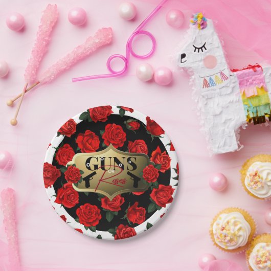 Gewehre oder Rose Geschlechtsspezifische Babydusch Pappteller (Party)