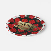 Gewehre oder Rose Geschlechtsspezifische Babydusch Pappteller (Schrägansicht)