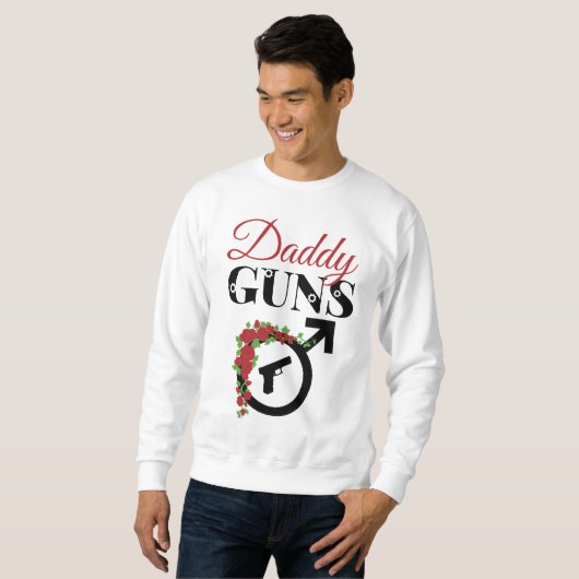 Gewehre oder Rose Geschlechtsspezifische Babydusch Sweatshirt (Vorne ganz)