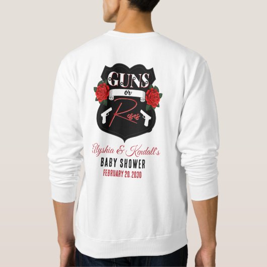 Gewehre oder Rose Geschlechtsspezifische Babydusch Sweatshirt (Rückseite)