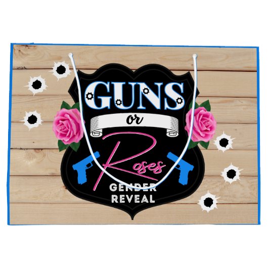 Gewehre oder Rose Rosa/Blaues Geschlecht zeigen Ki Große Geschenktüte (Rückseite)