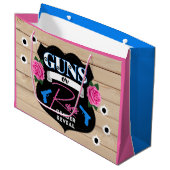 Gewehre oder Rose Rosa/Blaues Geschlecht zeigen Ki Große Geschenktüte (Vorderseite Schrägansicht)