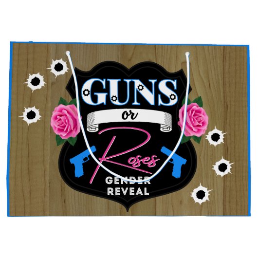 Gewehre oder Rose Rosa/Blaues Geschlecht zeigen Ki Große Geschenktüte (Rückseite)