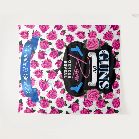 Gewehre oder Rose Rosa/Blaues Geschlecht zeigen Ki Wandteppich (Vorderseite (Horizontal))