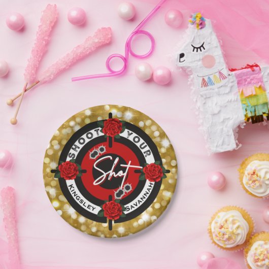 Gewehre oder Rose schießen die Aufdeckung des Wurz Pappteller (Party)