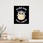 Gewehre sind Owl Ich brauche Funny Animal Pun Dark Poster (Küche)