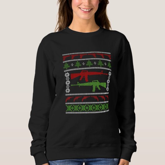 Gewehre Ugly Christmas Sweater Military Gun Richti Sweatshirt (Vorderseite)