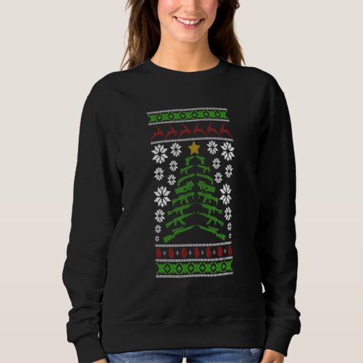 Gewehre Ugly Christmas Sweater Military Gun Richti Sweatshirt (Vorderseite)