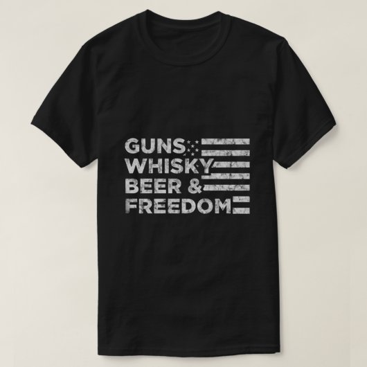 Gewehre Whisky Bier und Freiheit T-Shirt (Design vorne)