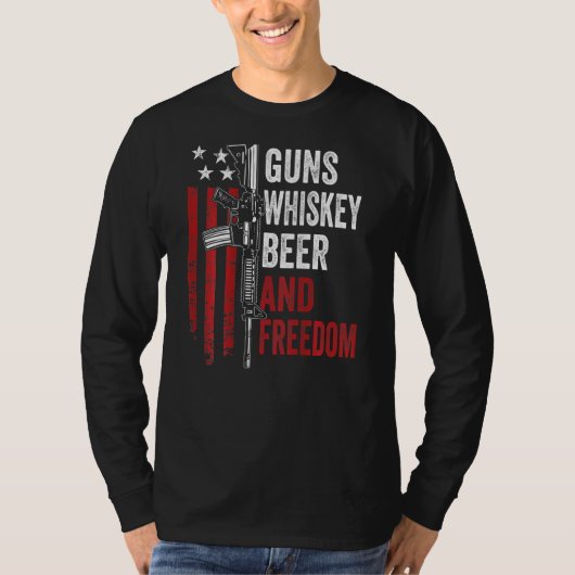 Gewehre Whisky Bier und Freiheit trinken Gun auf B T-Shirt (Vorderseite)