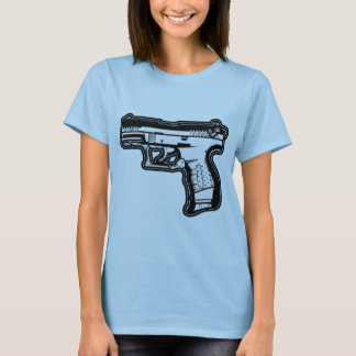 Gewehrfeuerwaffenschablone-Grafik-T - Shirt