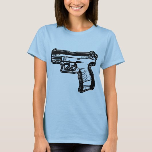 Gewehrfeuerwaffenschablone-Grafik-T - Shirt (Vorderseite)