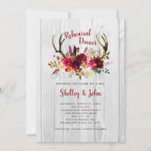 Geweih-Burgunderlädt BlumenProben-Abendessen ein Einladung (Vorderseite)