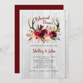 Geweih-Burgunderlädt BlumenProben-Abendessen ein Einladung (Vorne/Hinten)