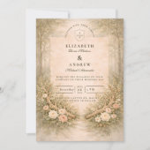 Geweih Floral Boho Hochzeit Einladung (Vorderseite)