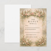 Geweih Florale Waldhochzeit RSVP Karte (Vorne/Hinten)