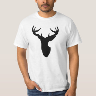 Geweih-Hirsch-T-Shirt Rotwild-Kopf-T-Shirt T-Shirt