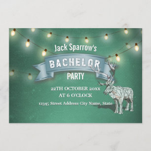 Geweih-Jagd-Junggesellen-Abschiedsparty-Lichterket Einladung