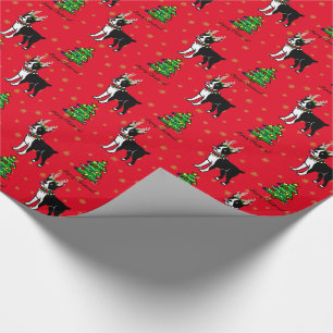 Geweih-WeihnachtsPackpapier Bostons Terrier Geschenkpapier