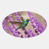 Geweihe des Glaubens Sparkling Violet Ohren Hummin Ovaler Aufkleber (Vorderseite)