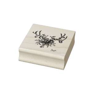 Geweihe mit Blumen-Briefmarke Gummistempel