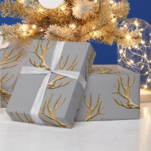 Geweihmuster Silber Grau Männliches Geschenk Geschenkpapier