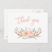 Geweihten Federn Dankeschön Karte, Baby Dusche Postkarte (Vorne/Hinten)