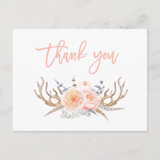 Geweihten Federn Dankeschön Karte, Baby Dusche Postkarte (Vorderseite)