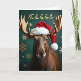 Geweihtes Tier in roter Mütze Weihnachtskarte Karte