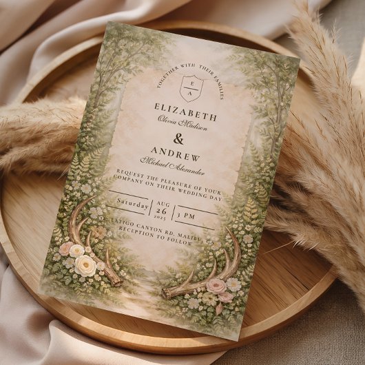 Geweihwald Romantische Hochzeit Einladung