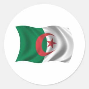 Gewellte Algerien-Flagge Runder Aufkleber