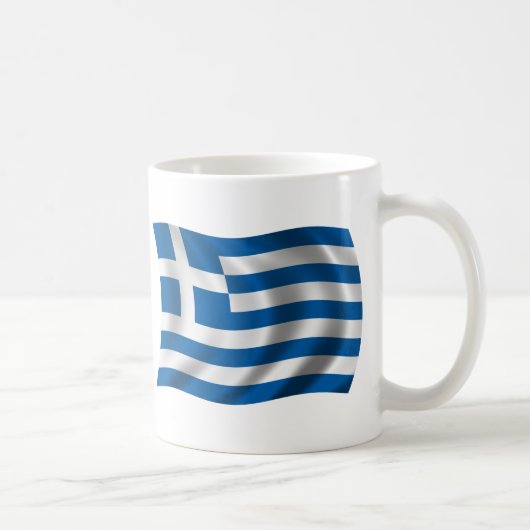 Gewellte Griechenland-Flagge Kaffeetasse (Rechts)