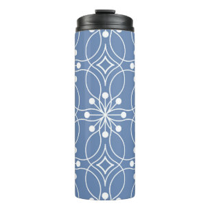 Gewellte Linien Geometrisches Vintage-Muster Thermosbecher