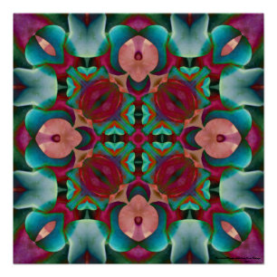 Gewelltes blaues rosa und blaues Grün-Kaleidoskop Poster