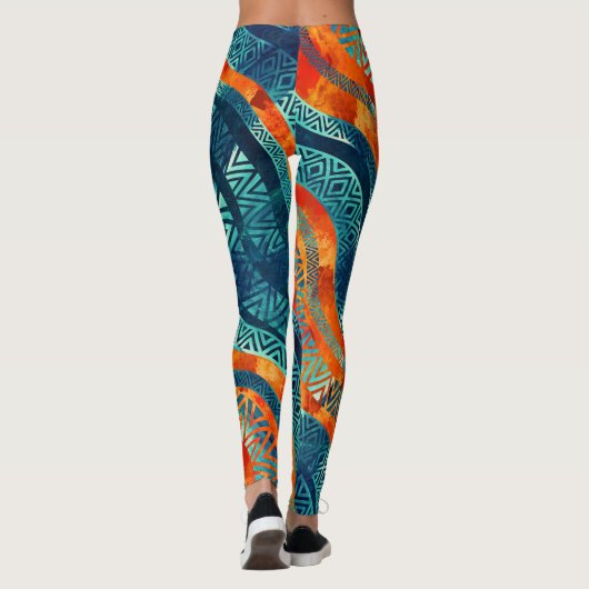 Gewelltes Stammes- ethnisches Boho Muster Leggings (Rückseite)