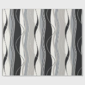 Gewelltes vertikale Streifen-Schwarz-Grau u. Weiß Geschenkpapier (Flach)